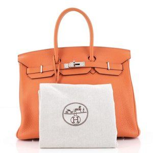 Hermes Birkin Handbag Orange H Clemence